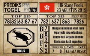 Prediksi Hongkong Pools Siang 23 Agustus 2019