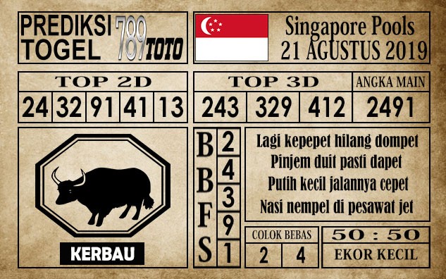 Prediksi Singapore Pools 21 Agustus 2019