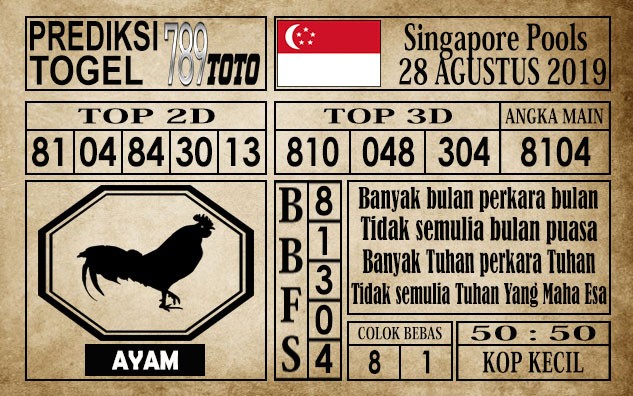 Prediksi Singapore Pools 28 Agustus 2019