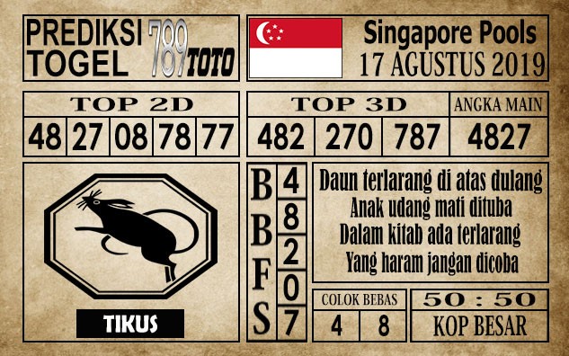 Prediksi Singapore Pools 17 Agustus 2019