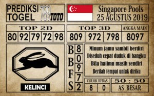 Prediksi Singapore Pools 25 Agustus 2019
