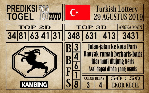 Prediksi Turkish Lottery 29 Agustus 2019