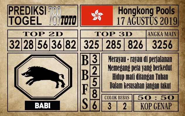 Prediksi Hongkong Pools 17 Agustus 2019