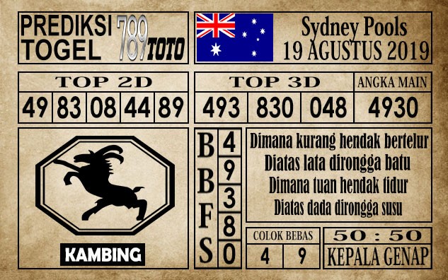 Prediksi Sydney Pools 19 Agustus 2019