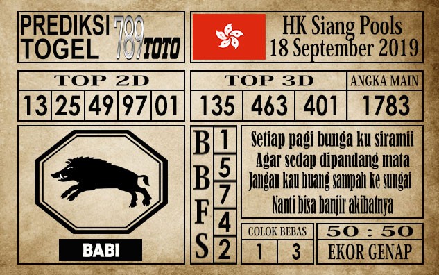 Prediksi Hongkong Siang 18 September 2019