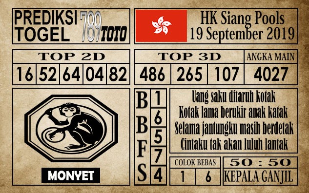 Prediksi Hongkong Siang 19 September 2019