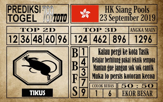 Prediksi Hongkong Siang 23 September 2019