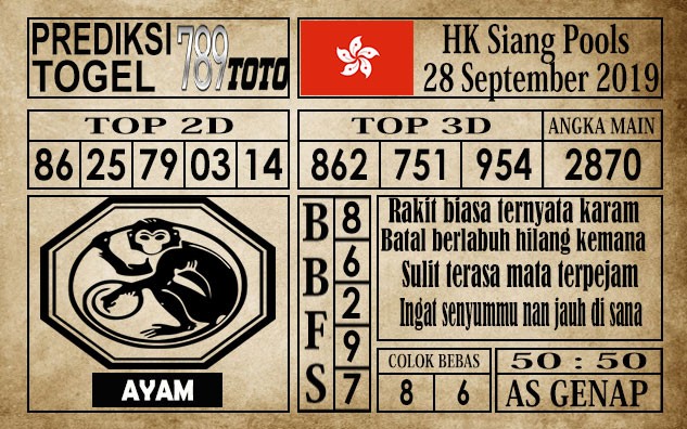 Prediksi Hongkong Pools 28 September 2019