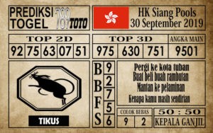 Prediksi Hongkong Siang Pools 30 September 2019