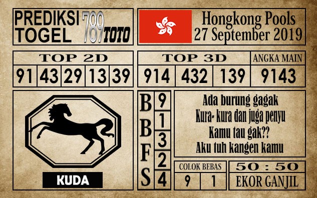 Prediksi Hongkong Pools 27 September 2019