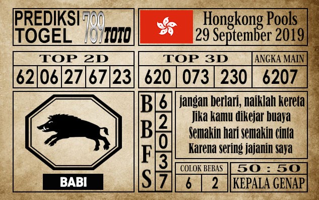 Prediksi Hongkong Pools 29 September 2019