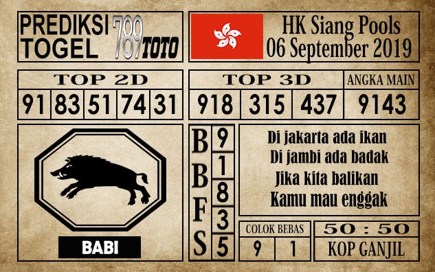 Prediksi Hongkong Siang 6 September 2019