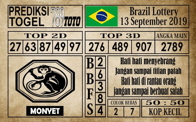 Prediksi Brazil Lottery 13 September 2019