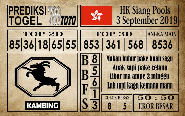 Prediksi Hongkong Siang 3 September 2019