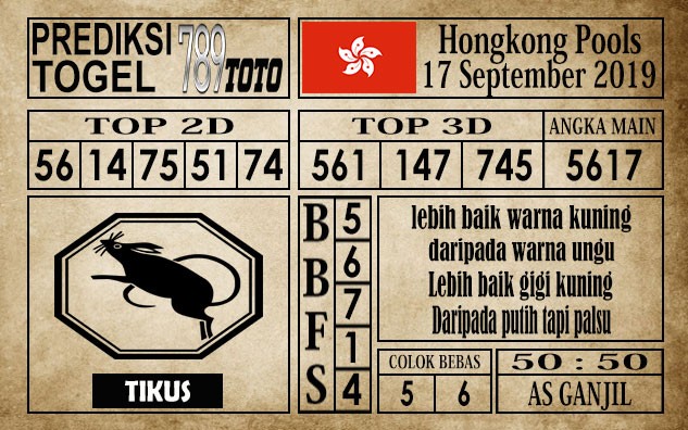 Prediksi Hongkong Pools 17 September 2019