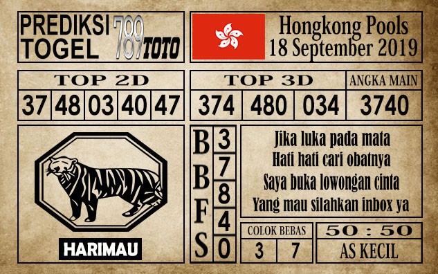 Prediksi Hongkong Pools 18 September 2019
