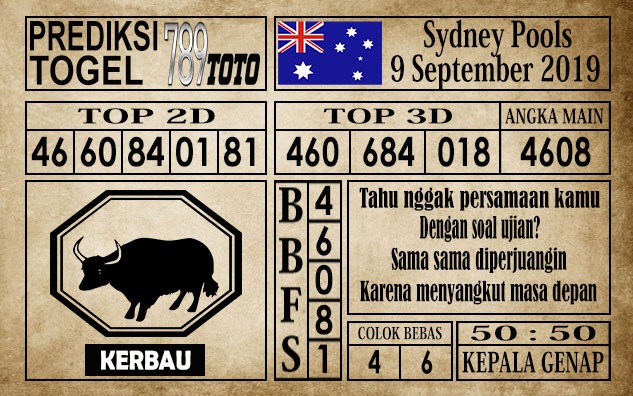 Prediksi Sydney Pools 09 September 2019