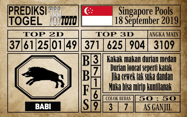 Prediksi Singapore Pools 18 September 2019