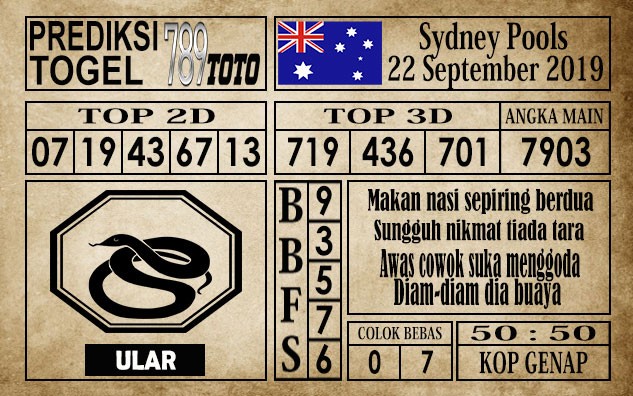 Prediksi Sydney Pools 22 September 2019