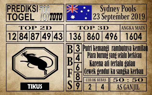 Prediksi Sydney Pools 23 September 2019