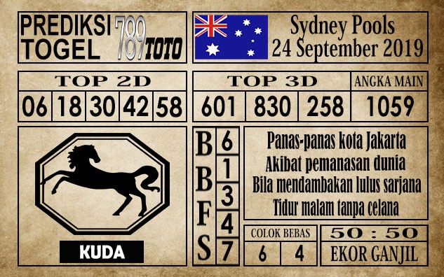 Prediksi Sydney Pools 24 September 2019