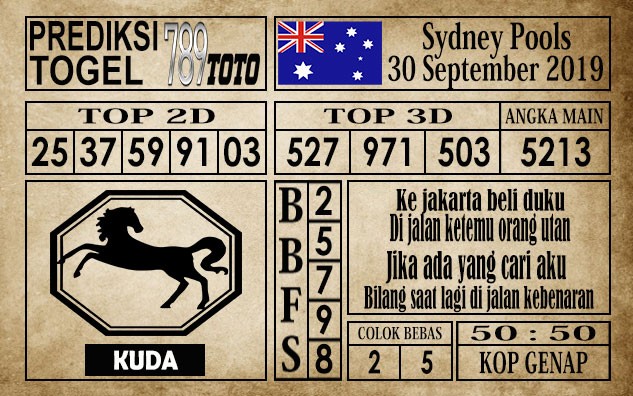 Prediksi Sydney Pools 30 September 2019