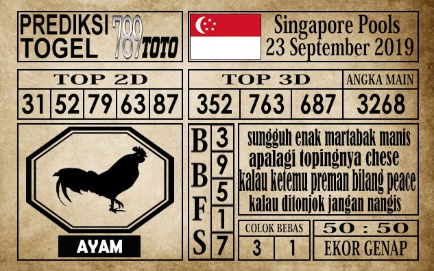 Prediksi Singapore Pools 23 September 2019