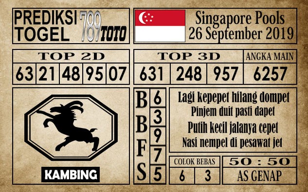 Prediksi Singapore Pools 26 September 2019