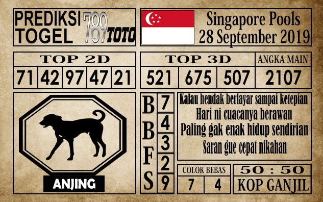 Prediksi Singapore Pools 28 September 2019