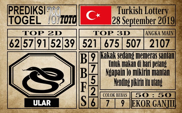 Prediksi Turkish Lottery 28 September 2019