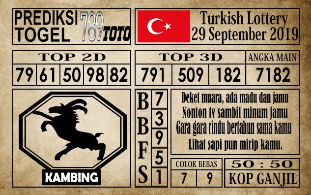 Prediksi Turkish Lottery 29 September 2019