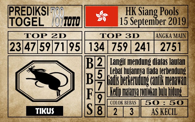 Prediksi Hongkong Siang 15 September 2019