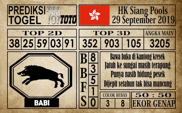 Prediksi Hongkong Siang Pools 29 September 2019