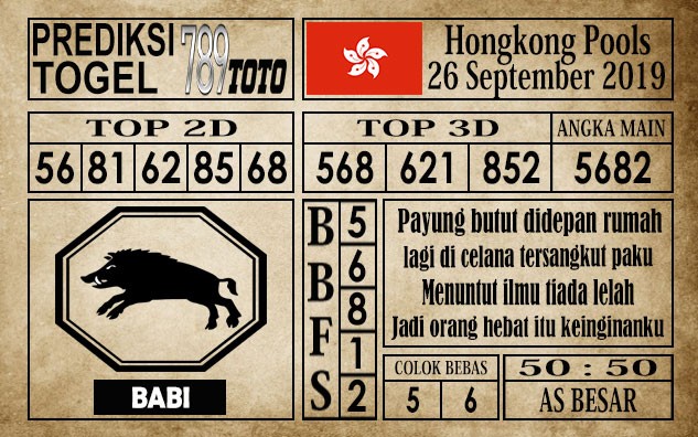 Prediksi Hongkong Pools 26 September 2019