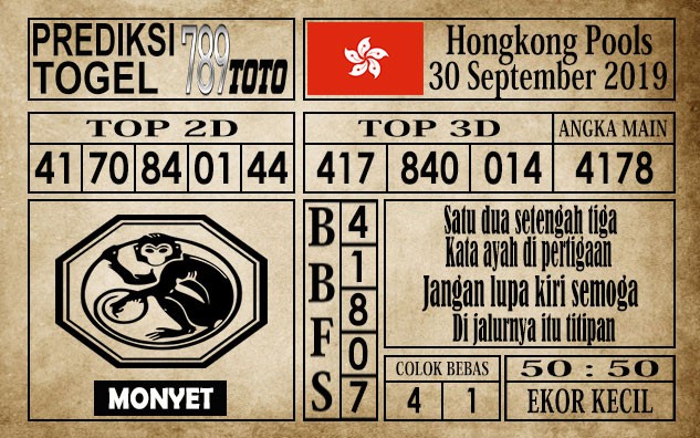 Prediksi Hongkong Pools 30 September 2019