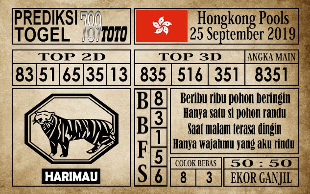 Prediksi Hongkong Pools 25 September 2019