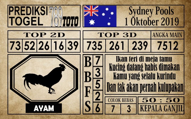Prediksi Sydney Pools 01 Oktober 2019