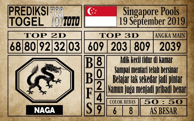 Prediksi Singapore Pools 19 September 2019