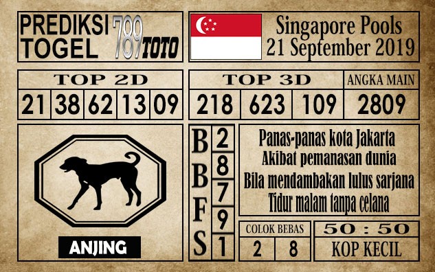 Prediksi Singapore Pools 21 September 2019