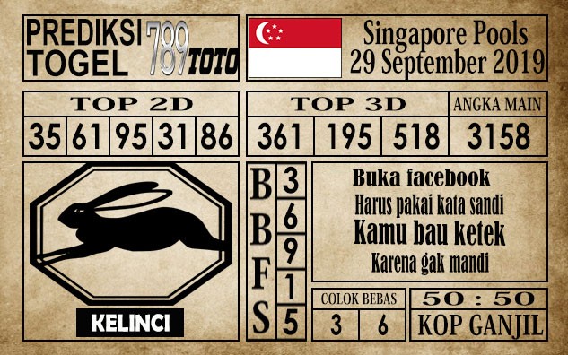Prediksi Singapore Pools 29 September 2019