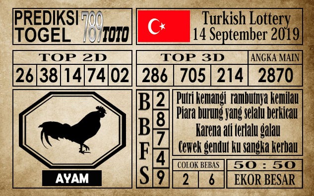 Prediksi Turkish Lottery 14 September 2019