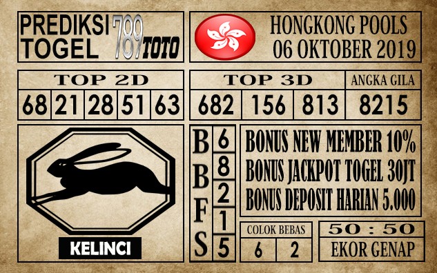 Prediksi Hongkong Pools 06 Oktober 2019