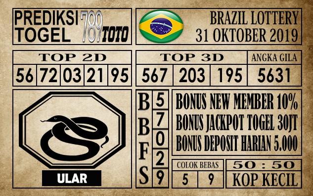 Prediksi Brazil Lottery 31 Oktober 2019
