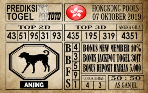 HK07 Prediksi Hongkong Pools 07 Oktober 2019