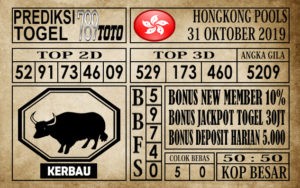 Prediksi Hongkong Pools 31 Oktober 2019