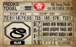 Prediksi Hongkong Siang 04 Oktober 2019