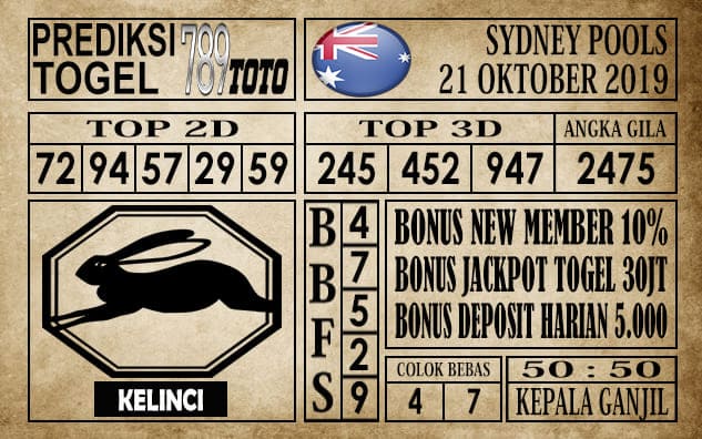 Prediksi Sydney Pools 21 Oktober 2019