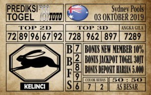 Sdy-3 Prediksi Sydney Pools 03 Oktober 2019