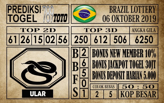 Prediksi Brazil Lottery 06 Oktober 2019