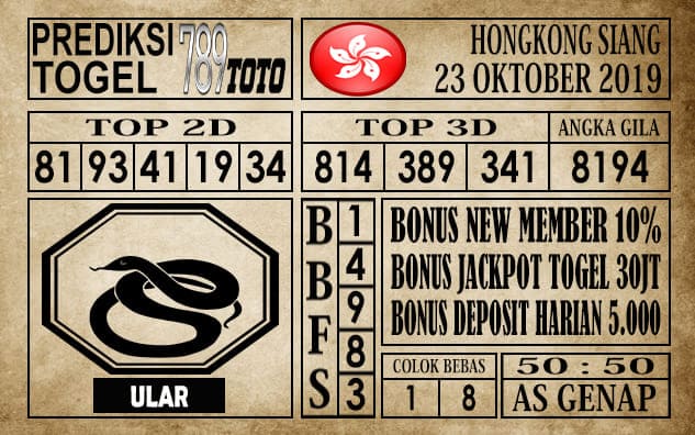 Prediksi Hongkong Siang 23 Oktober 2019